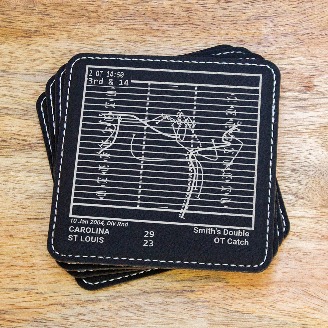 Carolina Panthers Greatest Plays: Leatherette Coasters (Set of 4)