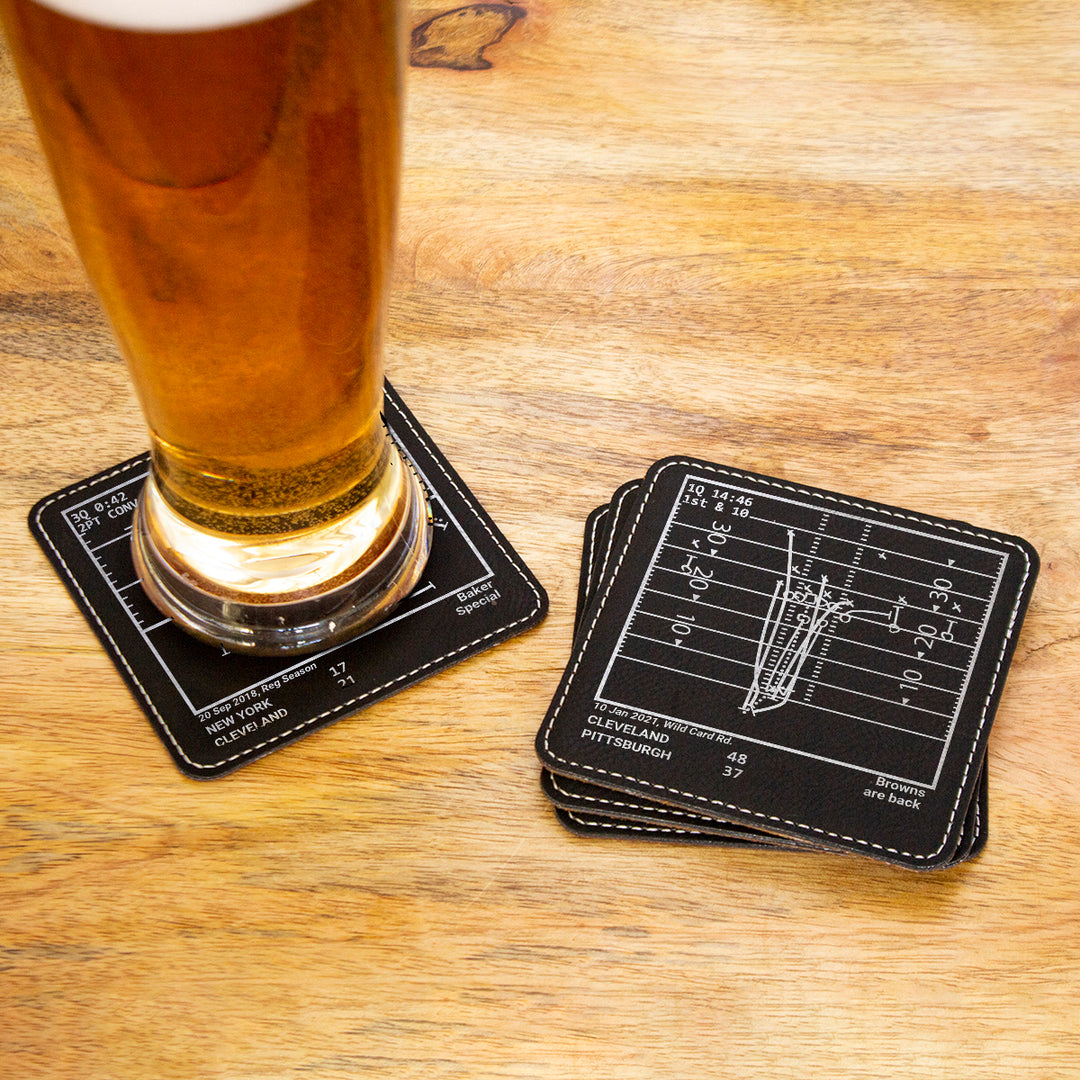 Cleveland Browns Greatest Plays: Leatherette Coasters (Set of 4)