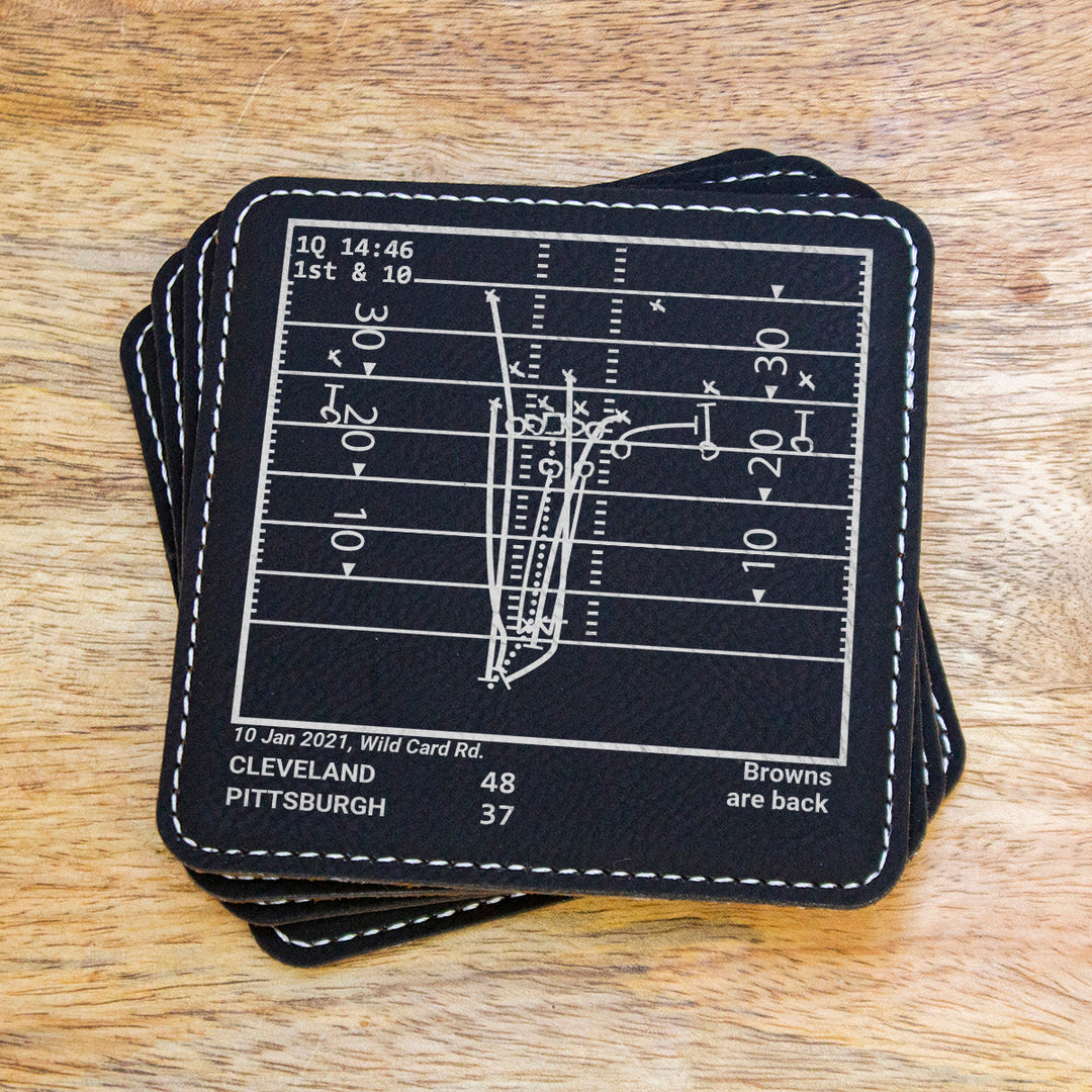Cleveland Browns Greatest Plays: Leatherette Coasters (Set of 4)