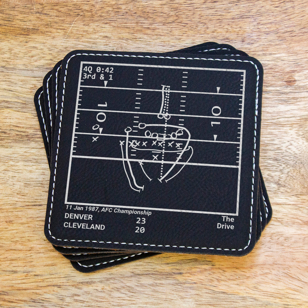 Denver Broncos Greatest Plays: Leatherette Coasters (Set of 4)