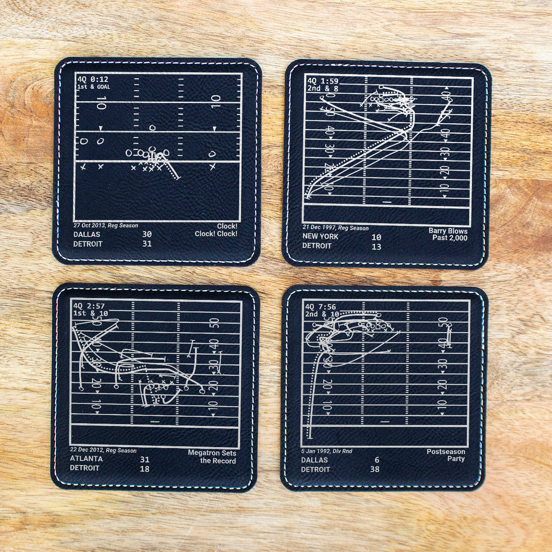 Detroit Lions Greatest Plays: Leatherette Coasters (Set of 4)
