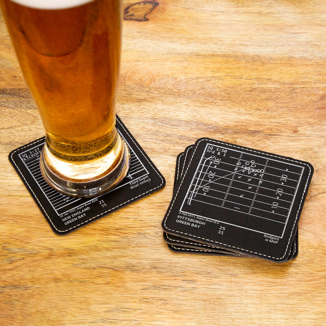 Green Bay Packers Greatest Plays: Leatherette Coasters (Set of 4)