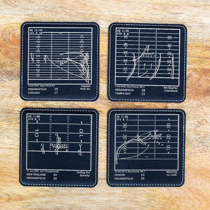 Indianapolis Colts Greatest Plays: Leatherette Coasters (Set of 4)