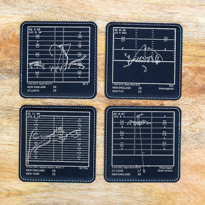New England Patriots Greatest Plays: Leatherette Coasters (Set of 4)