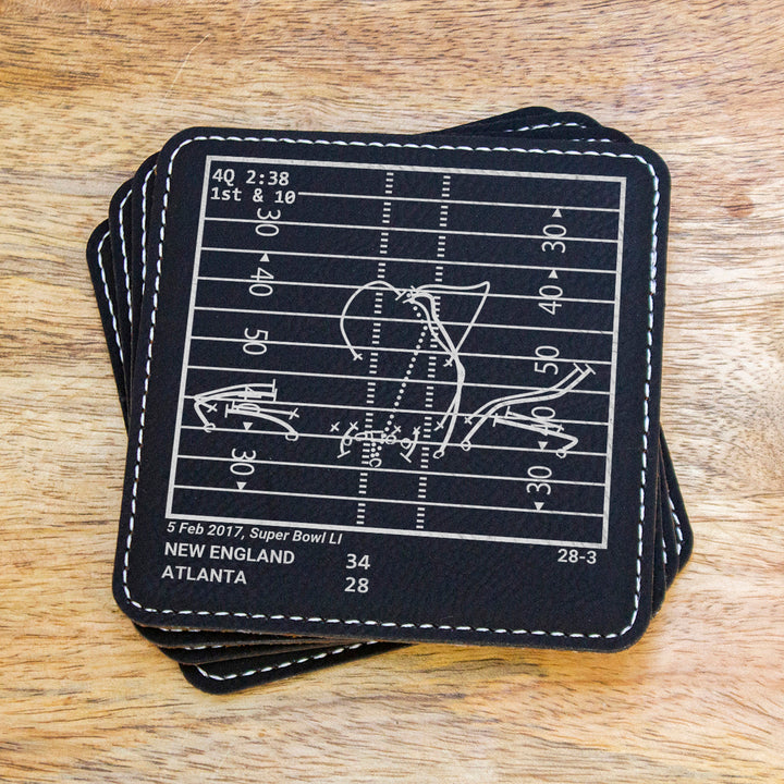 New England Patriots Greatest Plays: Leatherette Coasters (Set of 4)