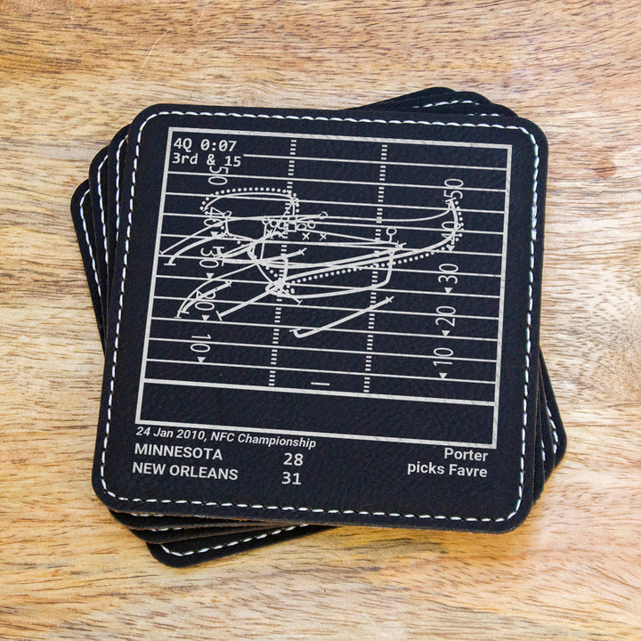 New Orleans Saints Greatest Plays: Leatherette Coasters (Set of 4)