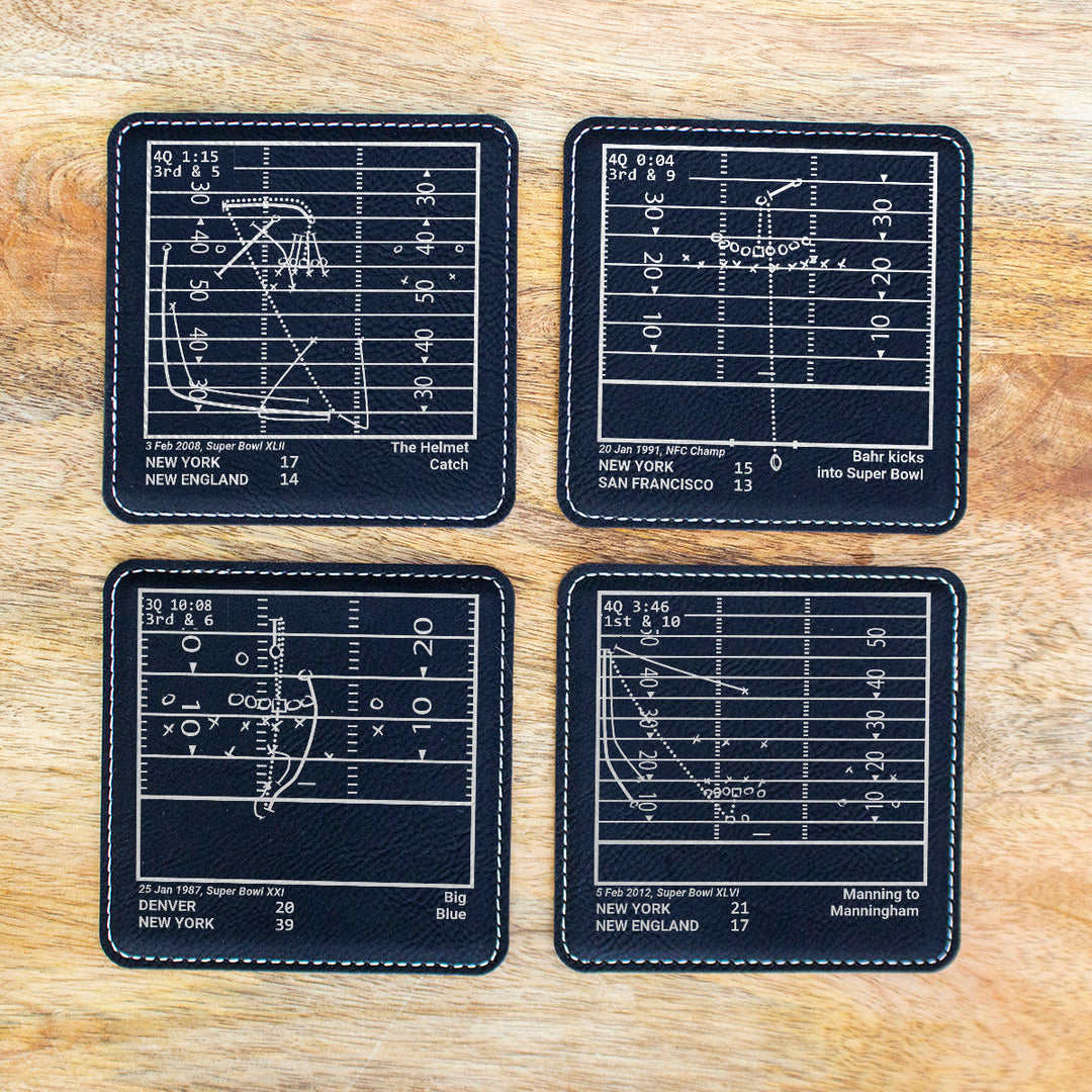 New York Giants Greatest Plays: Leatherette Coasters (Set of 4)