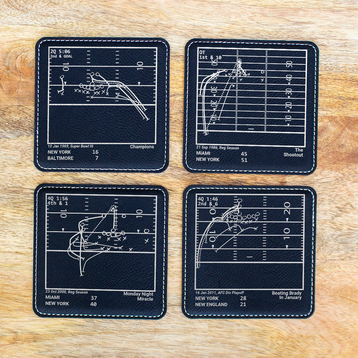New York Jets Greatest Plays: Leatherette Coasters (Set of 4)