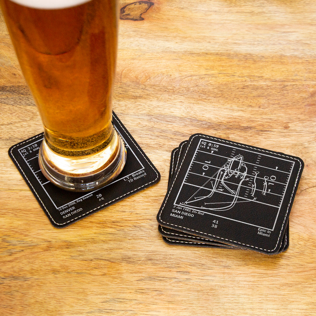 San Diego Chargers Greatest Plays: Leatherette Coasters (Set of 4)