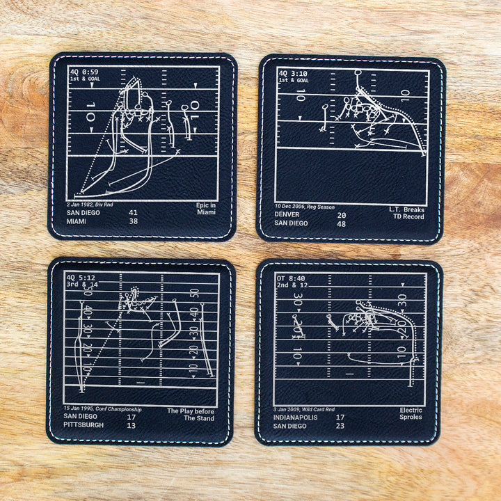 San Diego Chargers Greatest Plays: Leatherette Coasters (Set of 4)