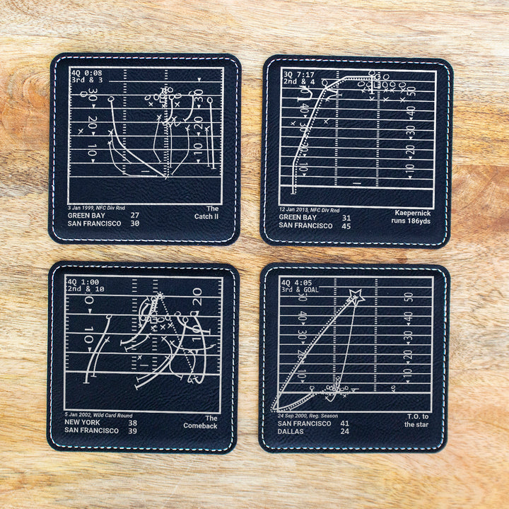 Greatest 49ers Modern Plays: Leatherette Coasters (Set of 4)