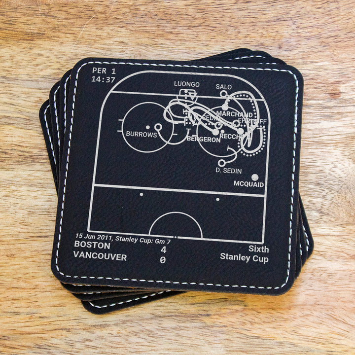 Boston Bruins Greatest Goals: Leatherette Coasters (Set of 4)