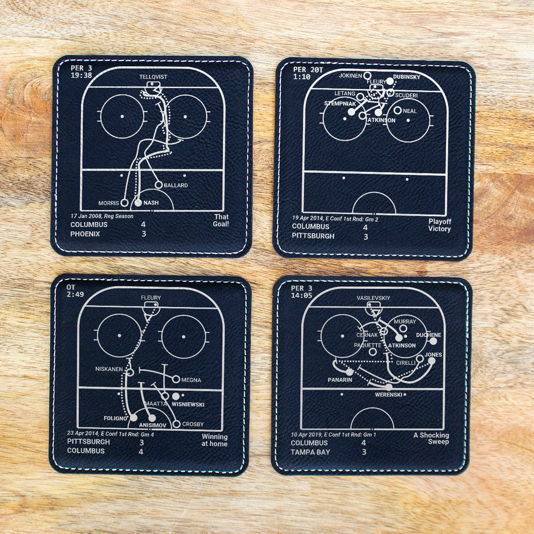 Columbus Blue Jackets Greatest Goals: Leatherette Coasters (Set of 4)