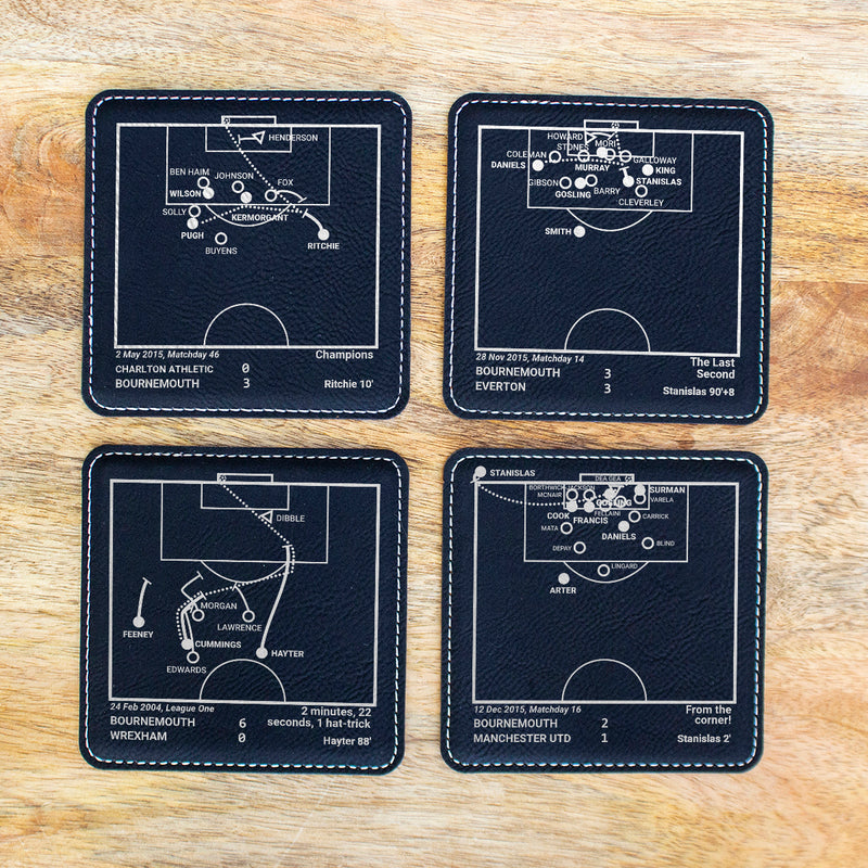 Bournemouth Greatest Goals: Leatherette Coasters (Set of 4)