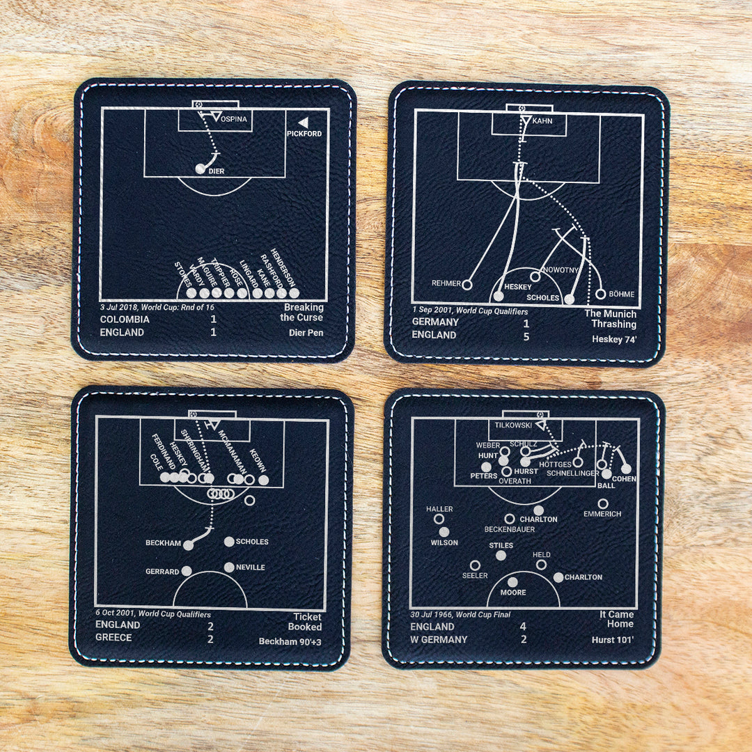 Greatest England World Cup Plays: Leatherette Coasters (Set of 4)