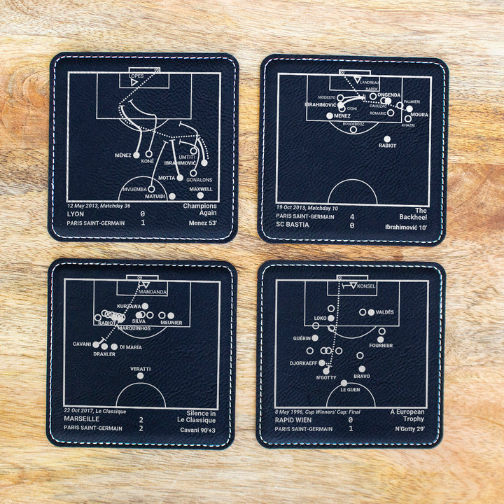 Paris Saint-Germain Greatest Goals: Leatherette Coasters (Set of 4)