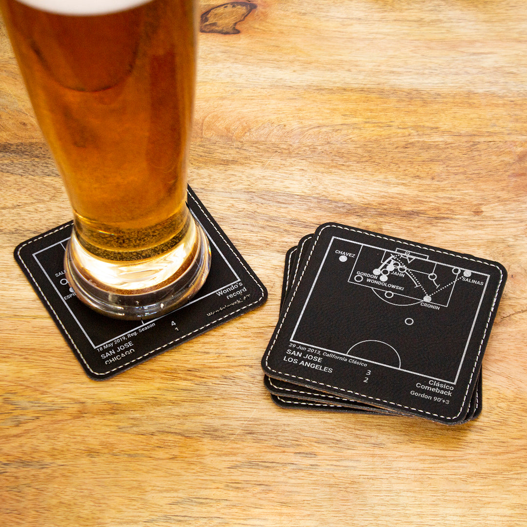 San Jose Earthquakes Greatest Goals: Leatherette Coasters (Set of 4)
