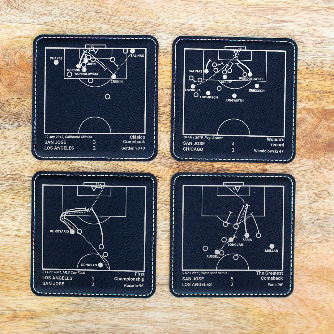 San Jose Earthquakes Greatest Goals: Leatherette Coasters (Set of 4)