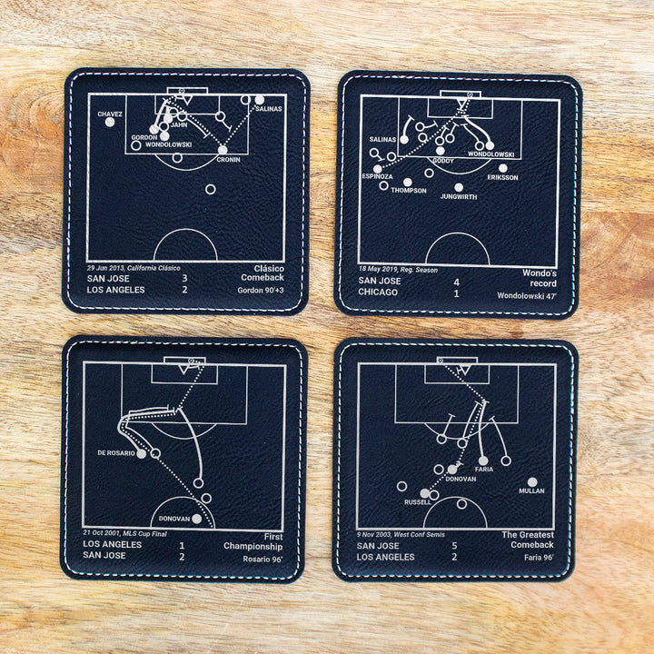 San Jose Earthquakes Greatest Goals: Leatherette Coasters (Set of 4)