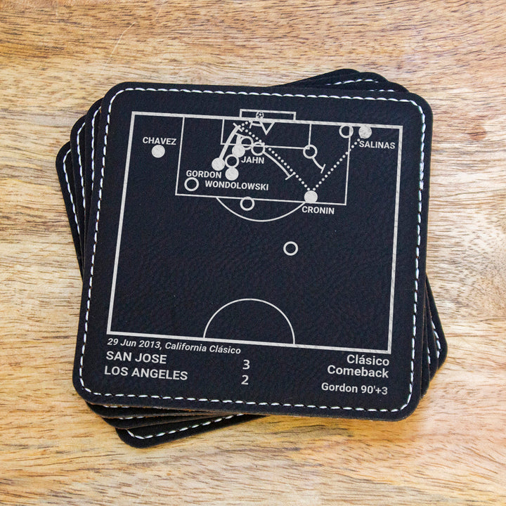 San Jose Earthquakes Greatest Goals: Leatherette Coasters (Set of 4)