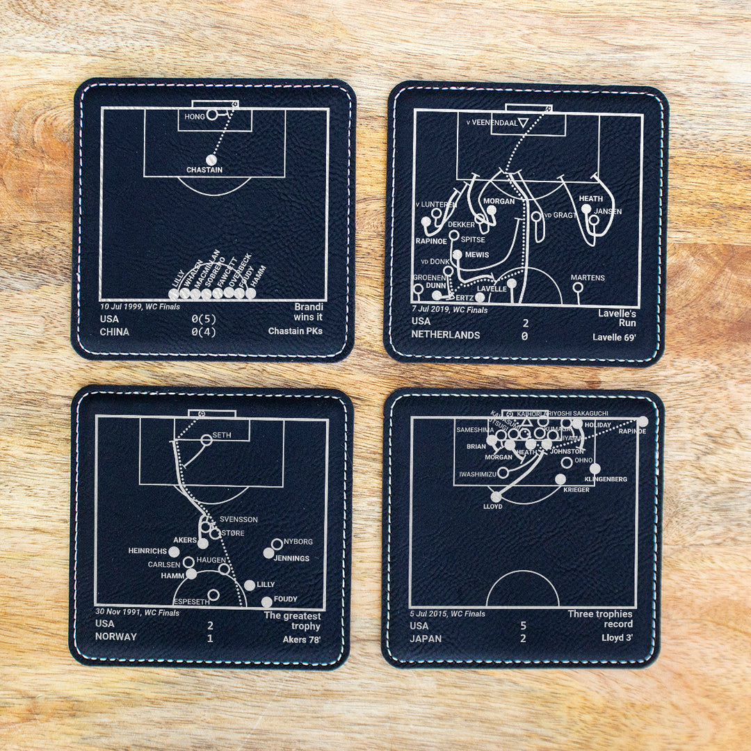 USWNT Greatest Goals: Leatherette Coasters (Set of 4)