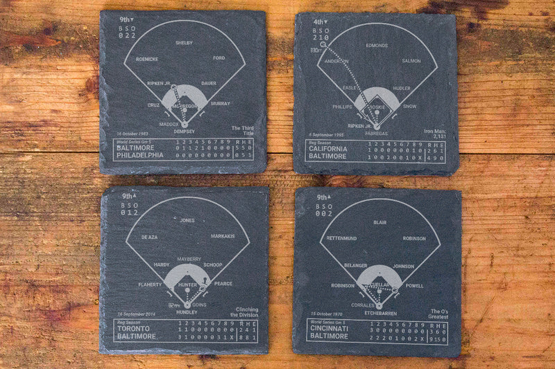 Baltimore Orioles Greatest Plays: Slate Coasters (Set of 4)