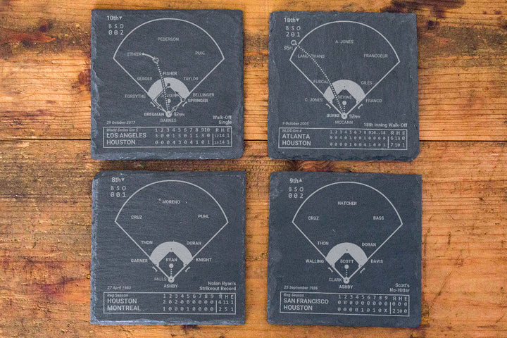 Houston Astros Greatest Plays: Slate Coasters (Set of 4)