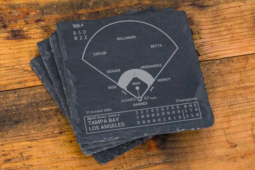 <b>2020 Champions</b> Dodgers Plays: Slate Coasters (Set of 4)