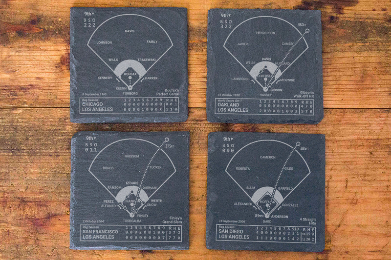 Los Angeles Dodgers Greatest Plays: Slate Coasters (Set of 4)