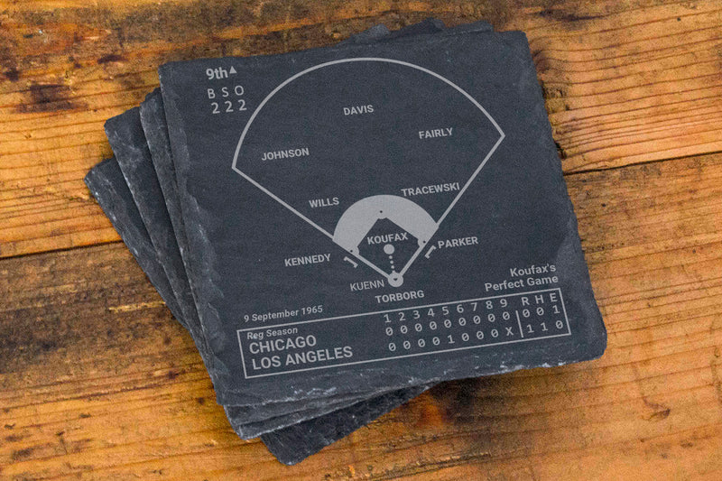 Los Angeles Dodgers Greatest Plays: Slate Coasters (Set of 4)