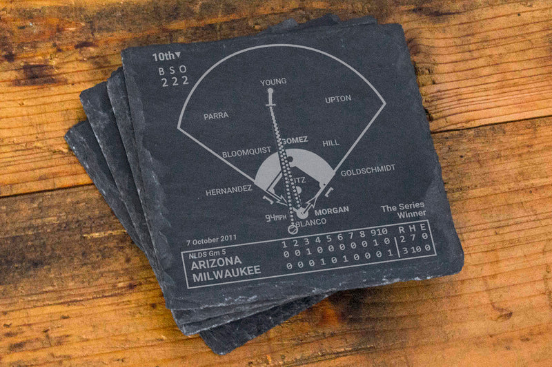 Milwaukee Brewers Greatest Plays: Slate Coasters (Set of 4)
