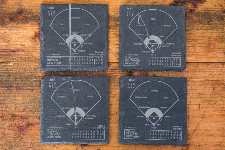 New York Mets Greatest Plays: Slate Coasters (Set of 4)