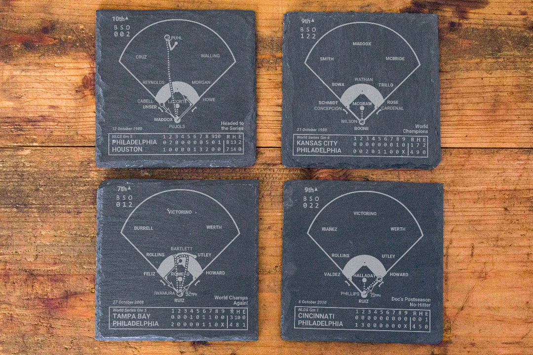 Philadelphia Phillies Greatest Plays: Slate Coasters (Set of 4)