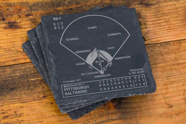 Pittsburgh Pirates Greatest Plays: Slate Coasters (Set of 4)