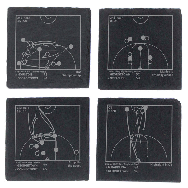Greatest Georgetown Basketball Plays: Slate Coasters (Set of 4)