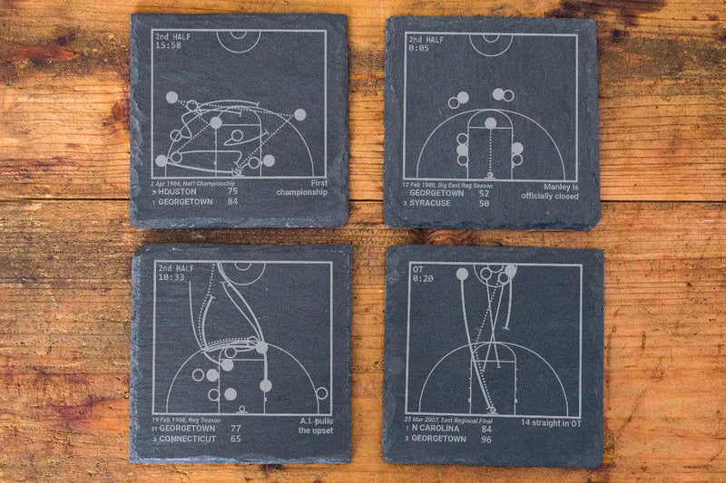Greatest Georgetown Basketball Plays: Slate Coasters (Set of 4)
