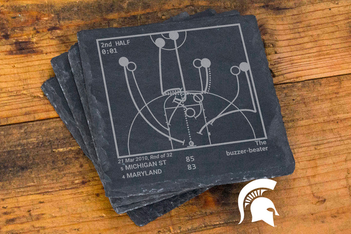 Michigan State Basketball Greatest Plays: Slate Coasters (Set of 4)
