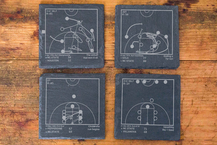 NC State Basketball Greatest Plays: Slate Coasters (Set of 4)