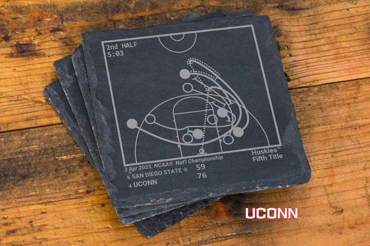 <b>2023 Champions</b> UCONN Basketball Plays: Slate Coasters (Set of 4)