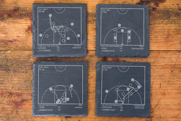 UCONN Basketball Greatest Plays: Slate Coasters (Set of 4)