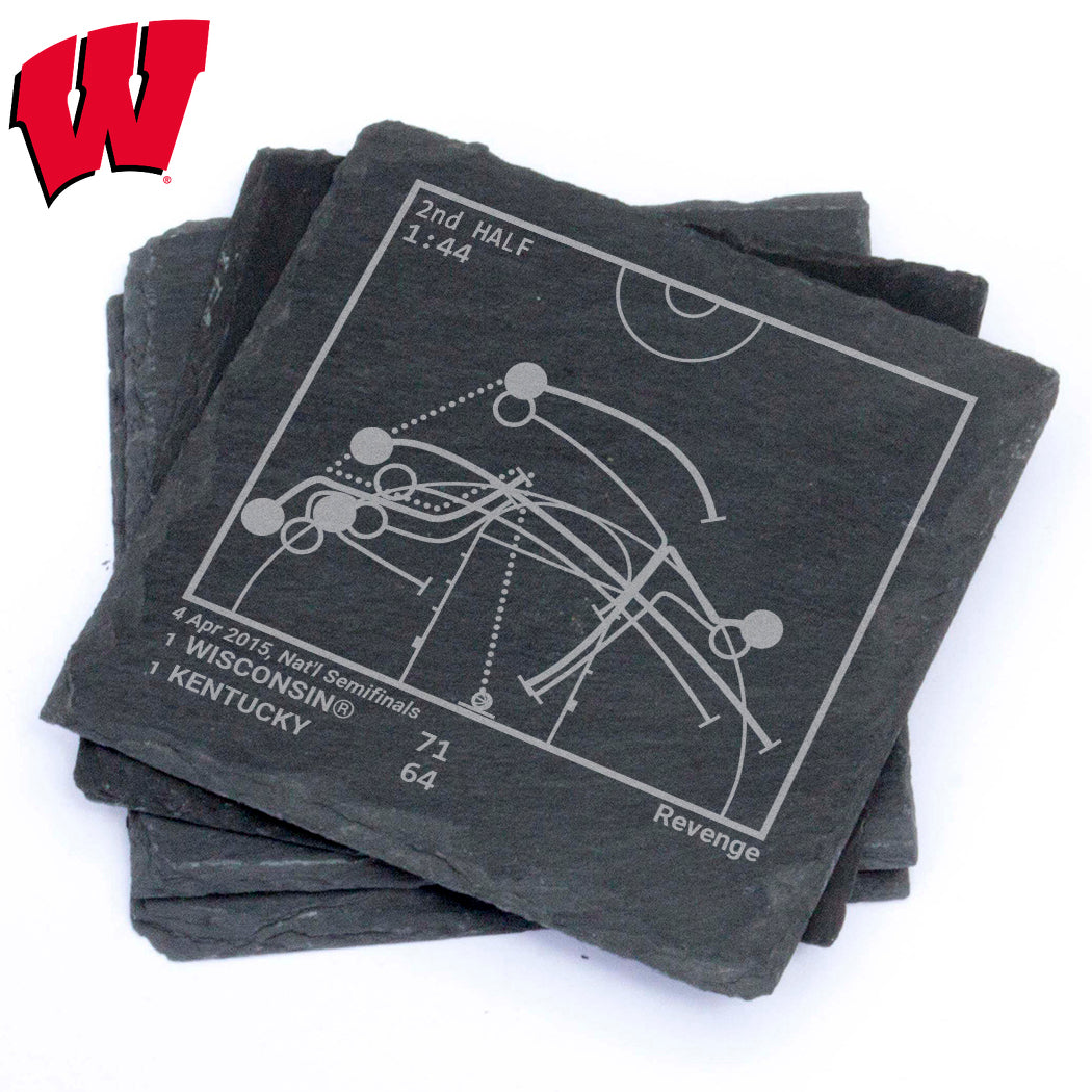 Wisconsin Basketball Greatest Plays: Slate Coasters (Set of 4)