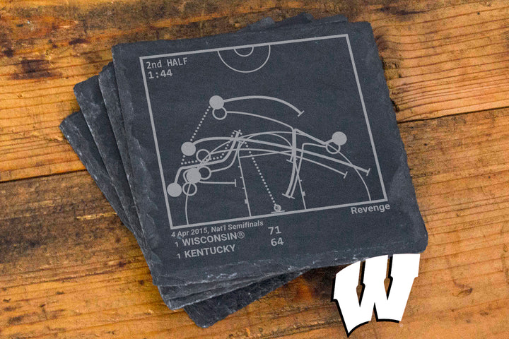 Wisconsin Basketball Greatest Plays: Slate Coasters (Set of 4)