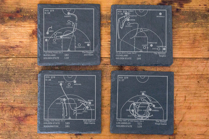 Golden State Warriors Greatest Plays: Slate Coasters (Set of 4)