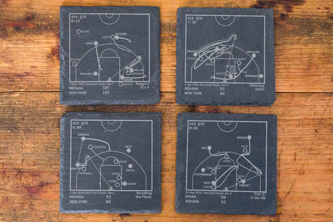 Indiana Pacers Greatest Plays: Slate Coasters (Set of 4)