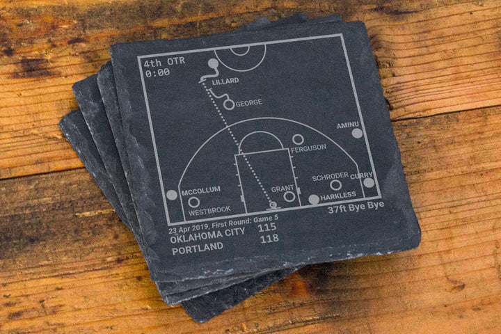 Portland Trail Blazers Greatest Plays: Slate Coasters (Set of 4)