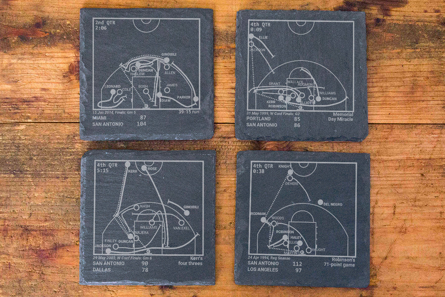 San Antonio Spurs Greatest Plays: Slate Coasters (Set of 4) – Playbook