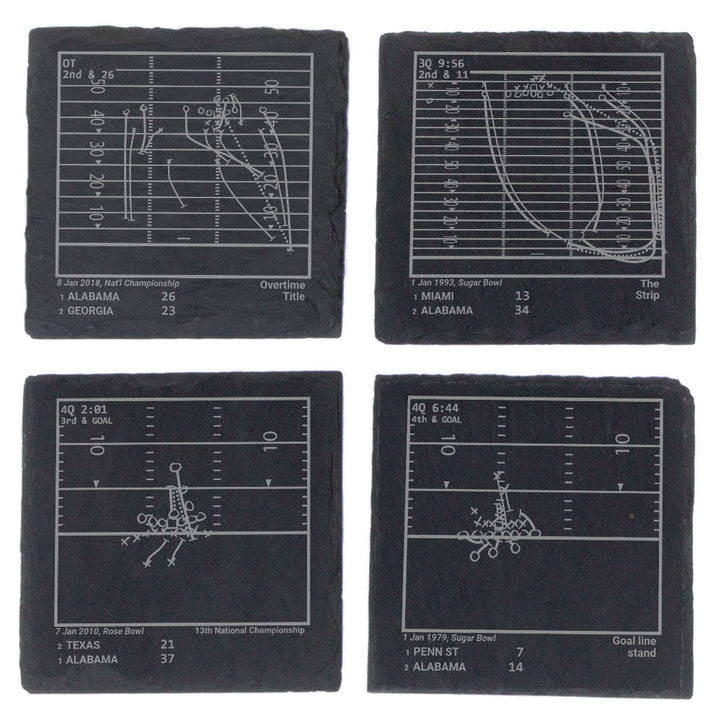 Greatest Alabama Football Plays: Slate Coasters (Set of 4)