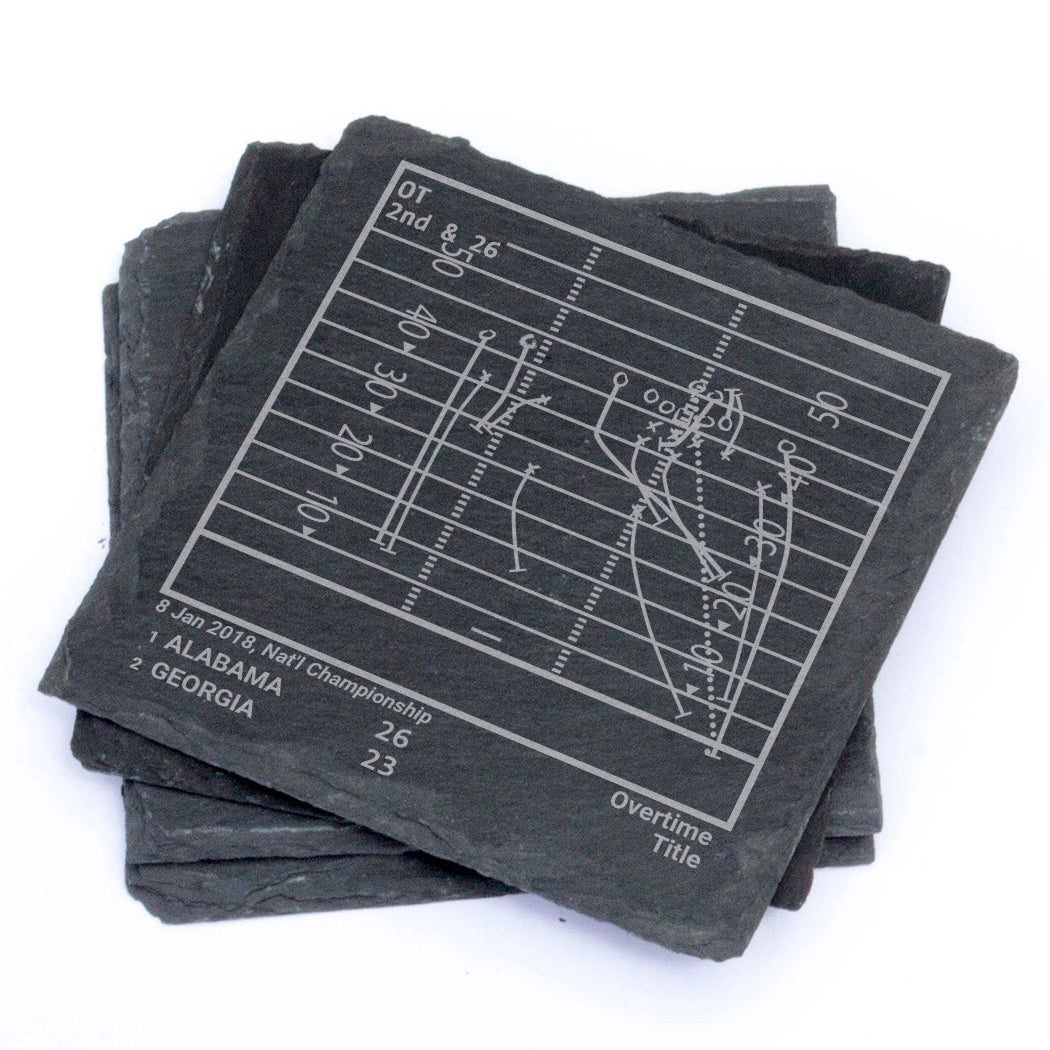 Greatest Alabama Football Plays: Slate Coasters (Set of 4)