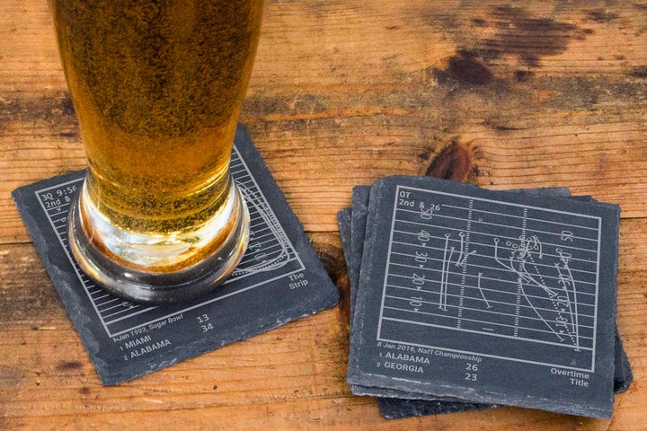 Greatest Alabama Football Plays: Slate Coasters (Set of 4)