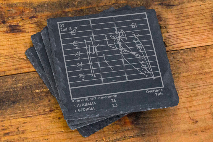 Greatest Alabama Football Plays: Slate Coasters (Set of 4)